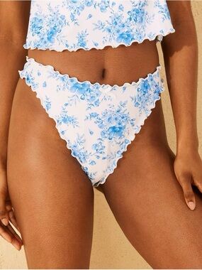 NWT- wild fable White Bikini Bottom with Blue Floral Print